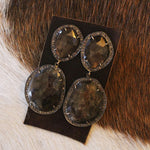 Rutilated Quartz & Diamond Drop Post Earrings