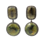 Rutilated Quartz & Diamond Drop Post Earrings