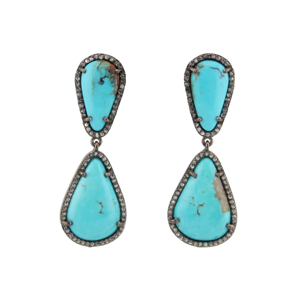 Turquoise & Diamond Drop Post Earrings