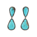 Turquoise & Diamond Drop Post Earrings